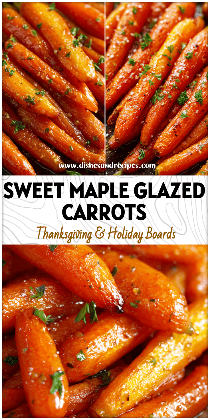 Golden Maple Glazed Carrots baked to perfection with a glossy glaze as a delicious side dish.